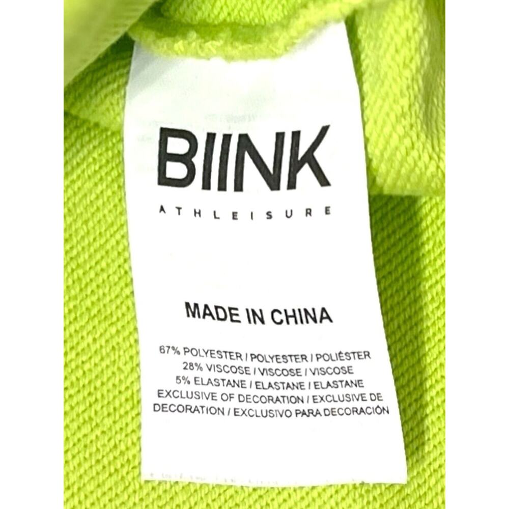 Biink Neon Yellow Green Hoodie Size XL Unisex Graphics Logo No Hoodie String - Picture 13 of 13
